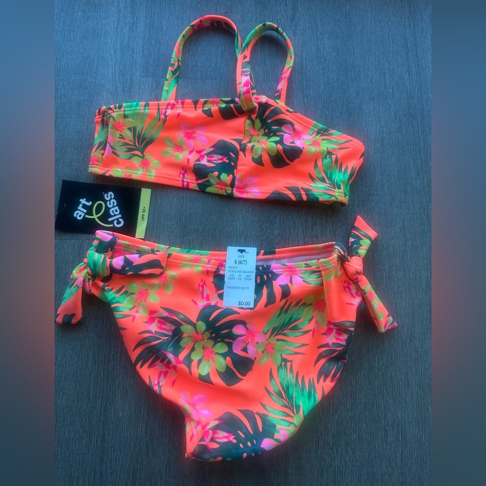 Cat & Jack Neon Orange and Green Bikini